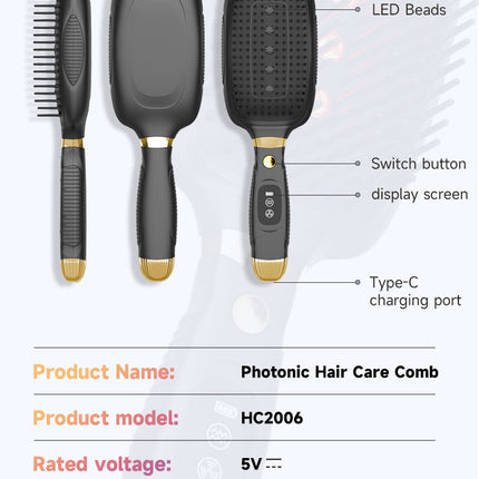 Black Advanced 3-in-1 Scalp & Hair Care Massage Comb – surface and form