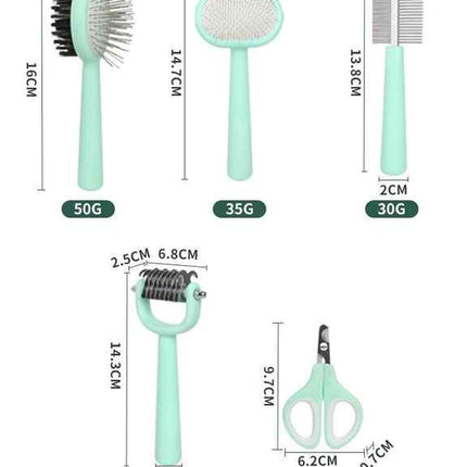 Blue Complete 5-in-1 Pet Grooming Care Kit - Professional Deshedding Brushes, Combs & Nail Clippers Set for Dogs & Cats