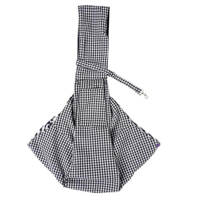 Black and White Checkered Comfortable Pet Sling Carrier for Small Dogs & Cats