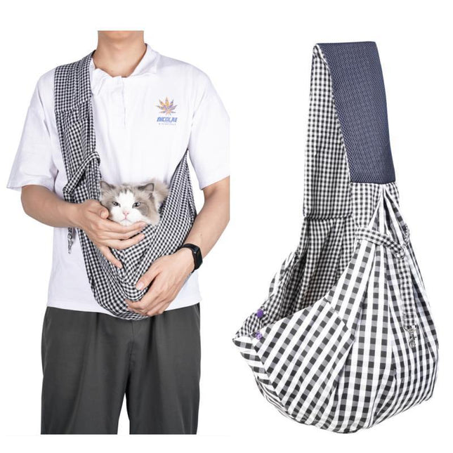 Black and White Checkered Comfortable Pet Sling Carrier for Small Dogs & Cats – product detail