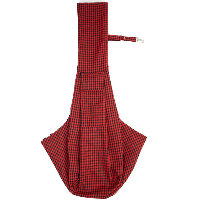 Black and Red Checkered Comfortable Pet Sling Carrier for Small Dogs & Cats