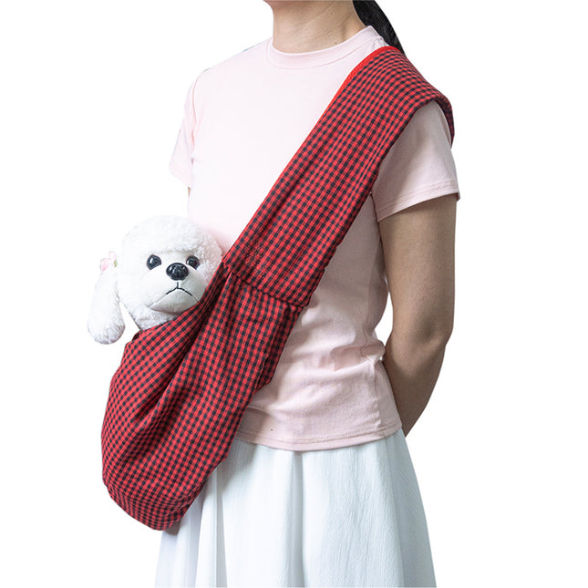 Black and Red Checkered Comfortable Pet Sling Carrier for Small Dogs & Cats – product detail