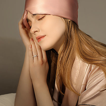 Pink Luxury 19 Momme Mulberry Silk Sleep Mask - Total Blackout Comfort, Wide Design & Adjustable Strap