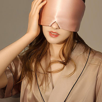 Pink Luxury 19 Momme Mulberry Silk Sleep Mask - Total Blackout Comfort, Wide Design & Adjustable Strap
