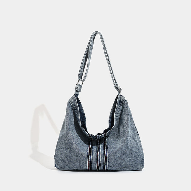 Blue Retro Washed Denim Hobo Bag