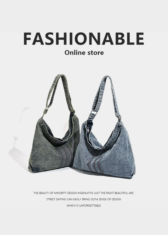 Blue Retro Washed Denim Hobo Bag – product detail