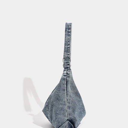 Blue Retro Washed Denim Hobo Bag - Large Capacity Shoulder & Crossbody Tote for Casual Everyday & Commute