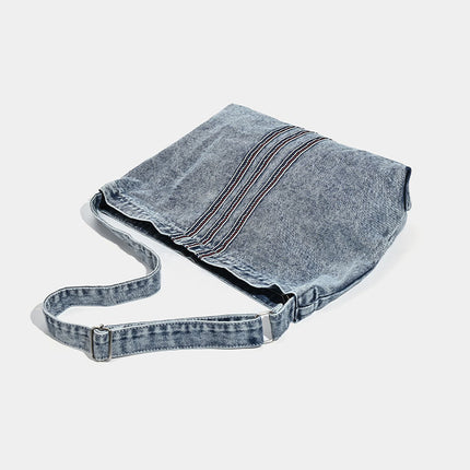 Blue Retro Washed Denim Hobo Bag - Large Capacity Shoulder & Crossbody Tote for Casual Everyday & Commute