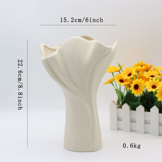 Beige Elegant Off-White Ceramic Vase