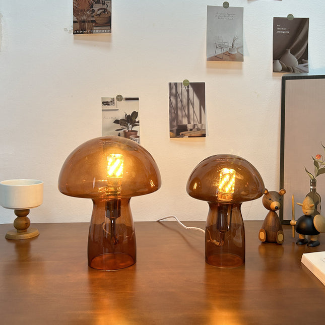 Brown Charming Retro Glass Mushroom Table Lamp – product detail