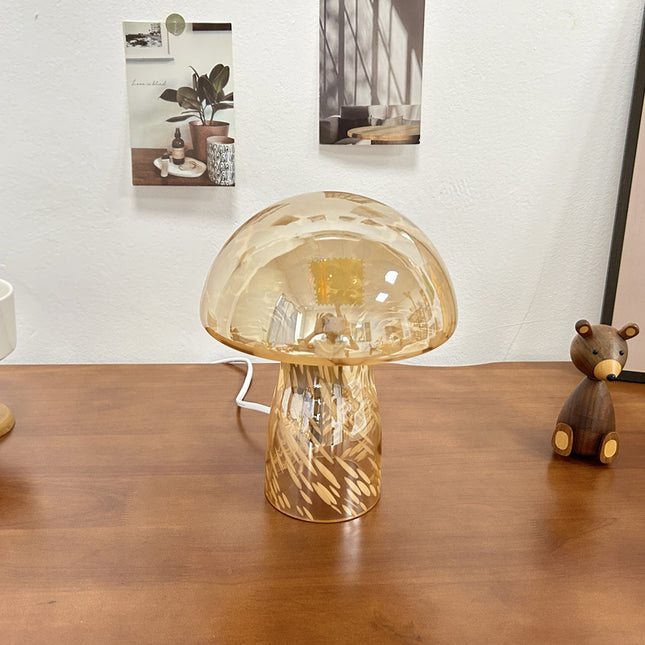 Yellow Charming Retro Glass Mushroom Table Lamp