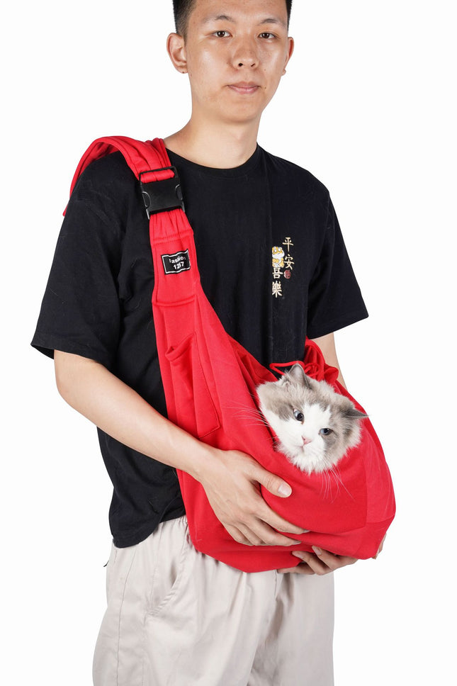 Red Breathable Pet Sling Carrier for Small Dogs & Cats