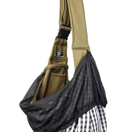 Black Breathable Pet Sling Carrier for Small Dogs & Cats - Adjustable Hands-Free Travel Pouch with Safety Leash & Pocket