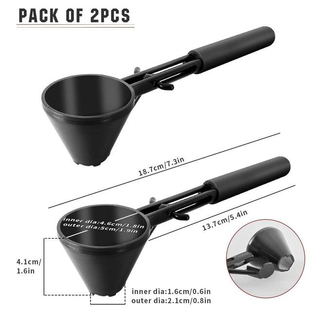 Black 2-Pack No-Spill Sliding Scoop & Funnel
