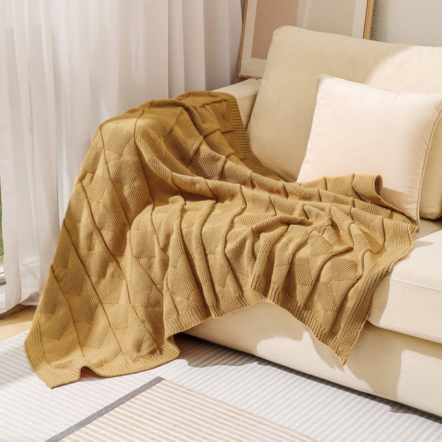 Khaki Cozy Lightweight Acrylic Knit Throw Blanket