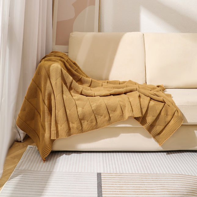 Khaki Cozy Lightweight Acrylic Knit Throw Blanket – product detail