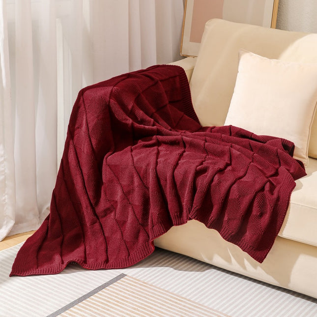Claret Red Cozy Lightweight Acrylic Knit Throw Blanket