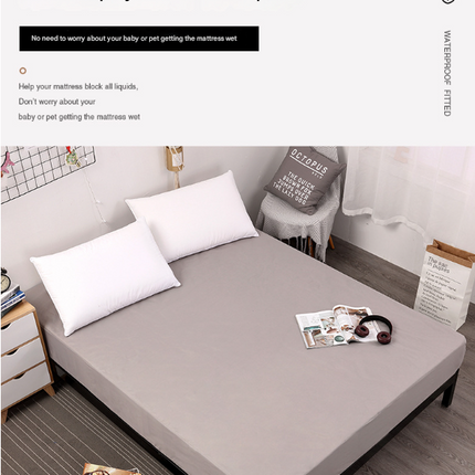 Grey Queen Size Waterproof Fitted Mattress Protector - Soft & Breathable Bed Cover, Hypoallergenic, Deep Pocket (152x190x30cm)