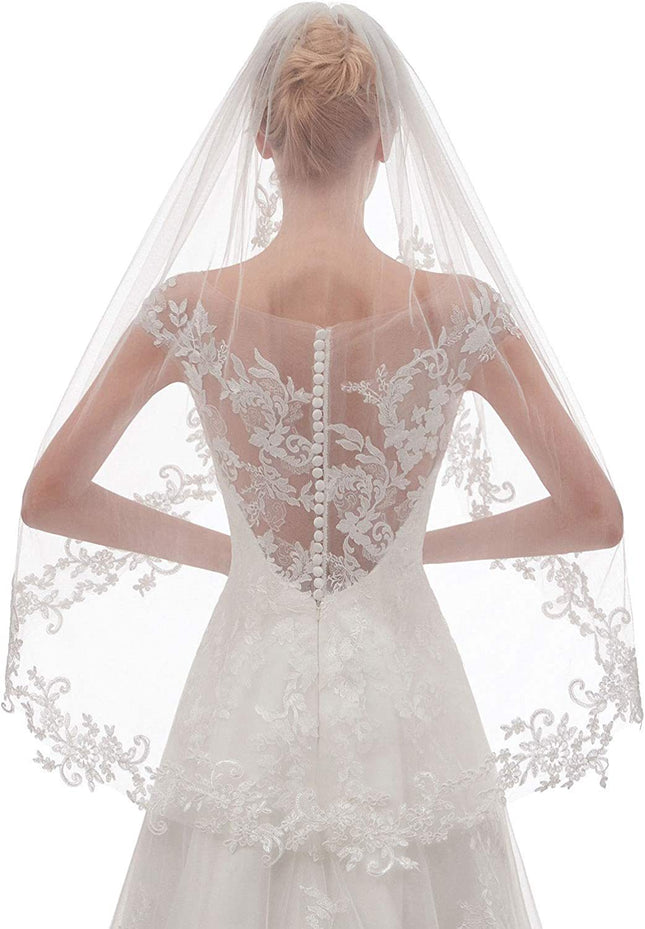 White Elegant Short Bridal Veil