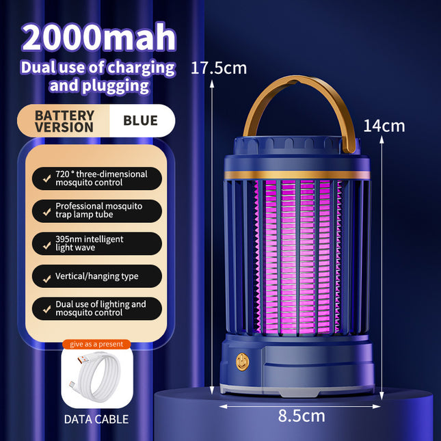 USB Rechargeable Dark Blue Portable 3-in-1 Electric Mosquito Zapper Lamp
