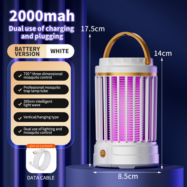 USB Rechargeable White Portable 3-in-1 Electric Mosquito Zapper Lamp
