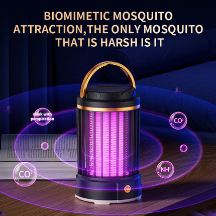 USB Rechargeable White Portable 3-in-1 Electric Mosquito Zapper Lamp - UV Bug Killer, Warm Night Light & Bright Lantern