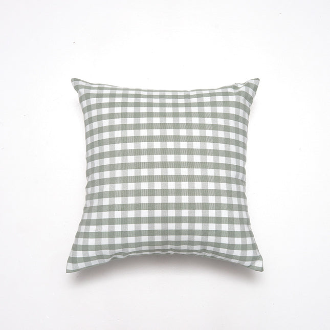 Green Small Plaid Pattern Set of 2 Decorative Cushion Covers