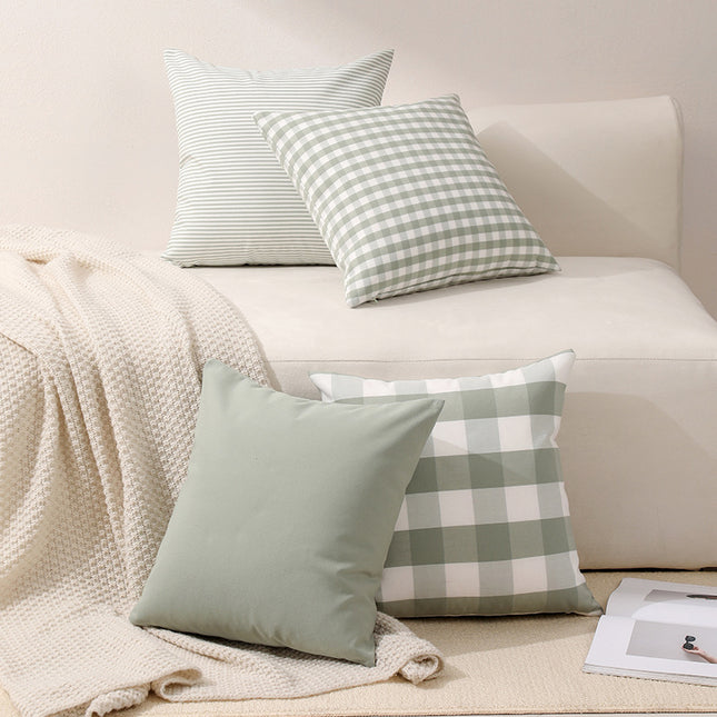 Green Small Plaid Pattern Set of 2 Decorative Cushion Covers – product detail