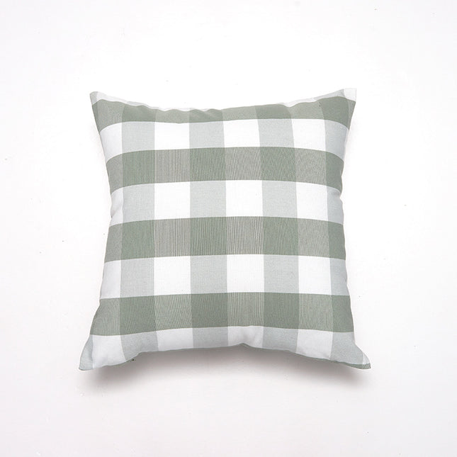 Green Big Plaid Pattern Set of 2 Decorative Cushion Covers