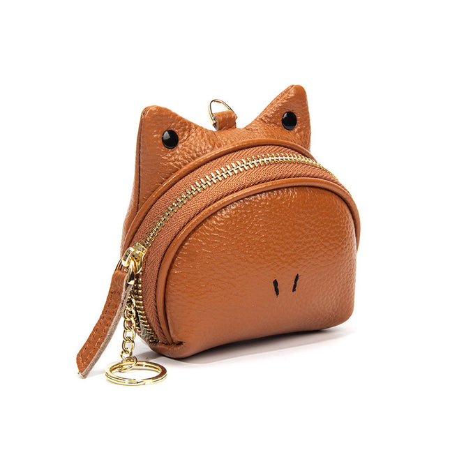 Khaki Leather Frog Design Coin Purse