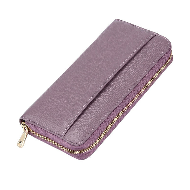 Purple Premium Genuine Leather RFID Blocking Long Wallet