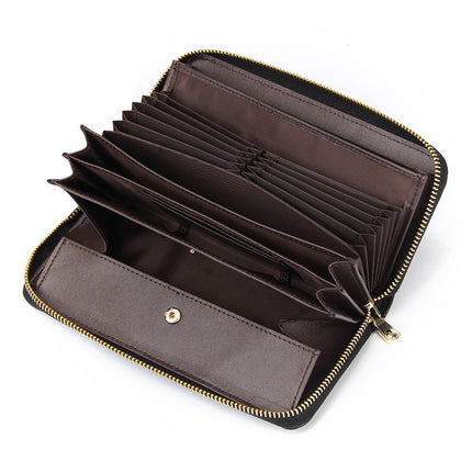Purple Premium Genuine Leather RFID Blocking Long Wallet - Unisex Multi-Card Organizer Clutch with Zip-Around Closure