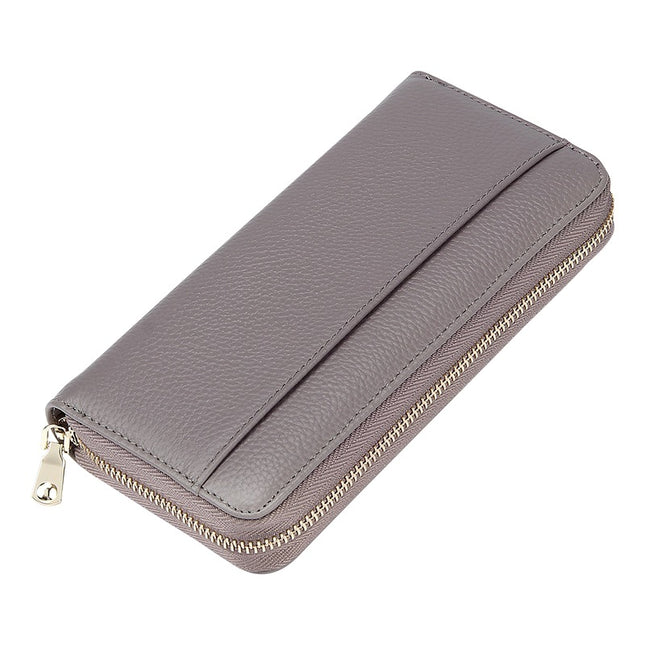 Grey Premium Genuine Leather RFID Blocking Long Wallet