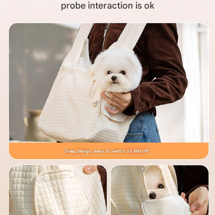 Beige Soft Quilted Pet Carrier Backpack - Front Pack for Small Dogs & Cats (Up to 6kg) | Secure X-Straps, Breathable Design