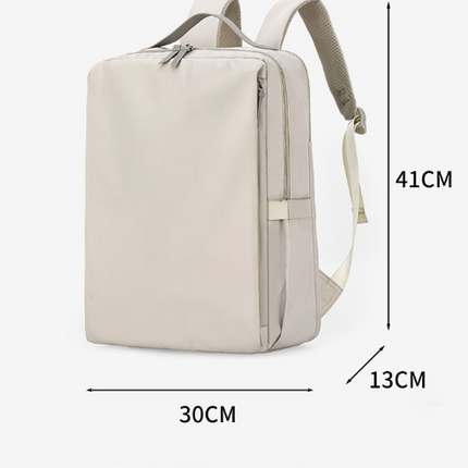 Beige Slim Minimalist Laptop Backpack - Shockproof & Anti-Theft Design, Travel-Friendly with Luggage Strap, Water-Resistant