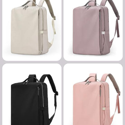 Black Slim Minimalist Laptop Backpack - Shockproof & Anti-Theft Design, Travel-Friendly with Luggage Strap, Water-Resistant