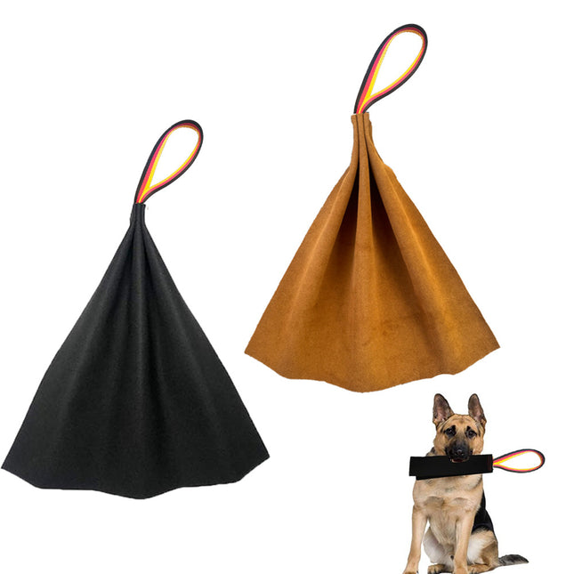 Black Premium Full-Grain Leather Dog Training Tug