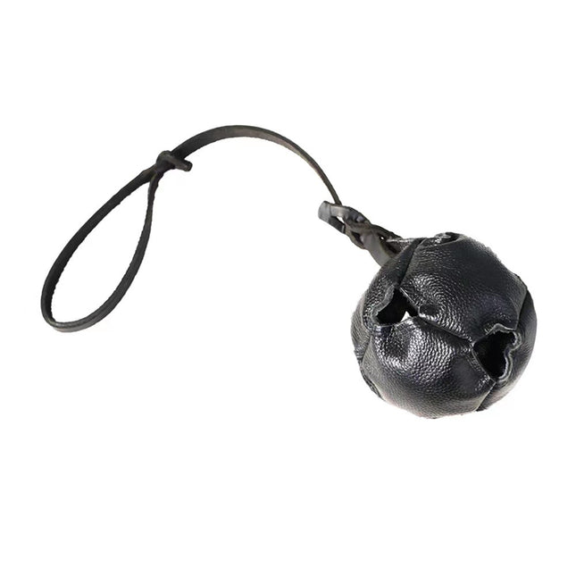 Black Durable Leather Dog Training Ball with Loop Handle