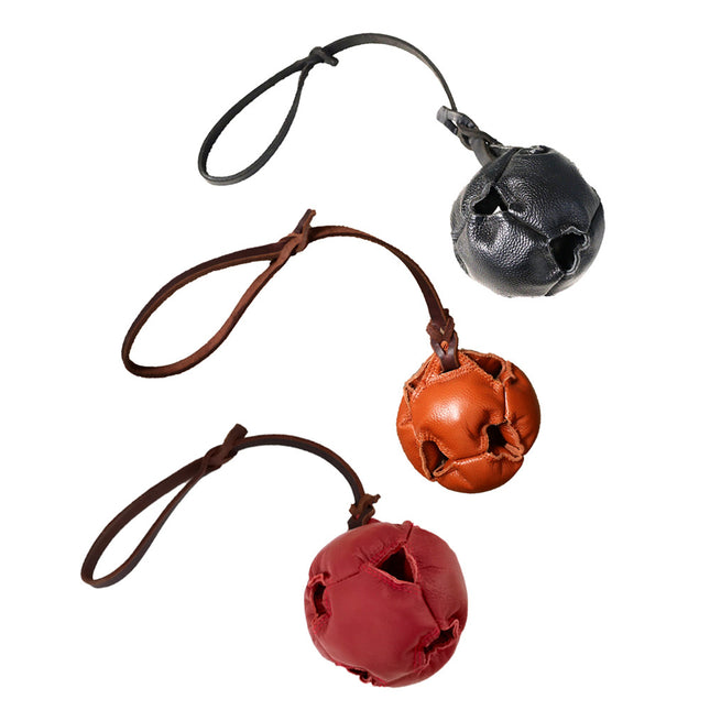 Black Durable Leather Dog Training Ball with Loop Handle – product detail