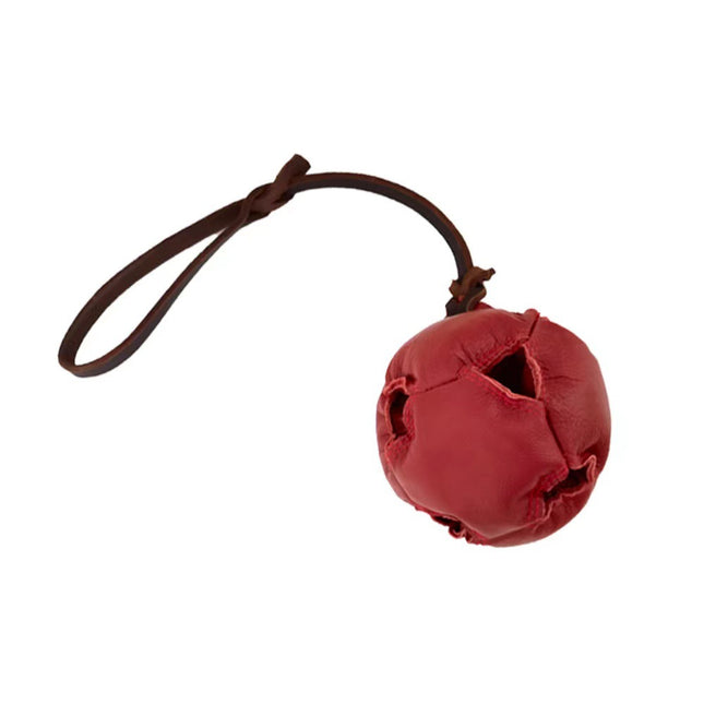Red Durable Leather Dog Training Ball with Loop Handle