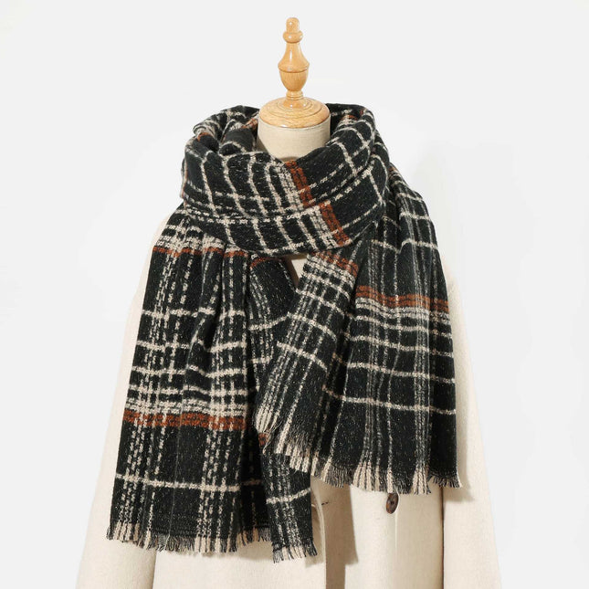 Black Chic Plaid Winter Scarf