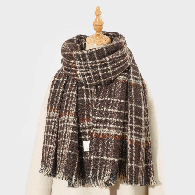Coffee Chic Plaid Winter Scarf