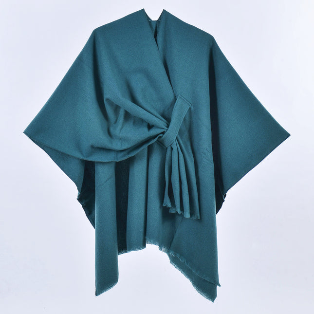 Dark Green Elegant Soft Knit Poncho Cape