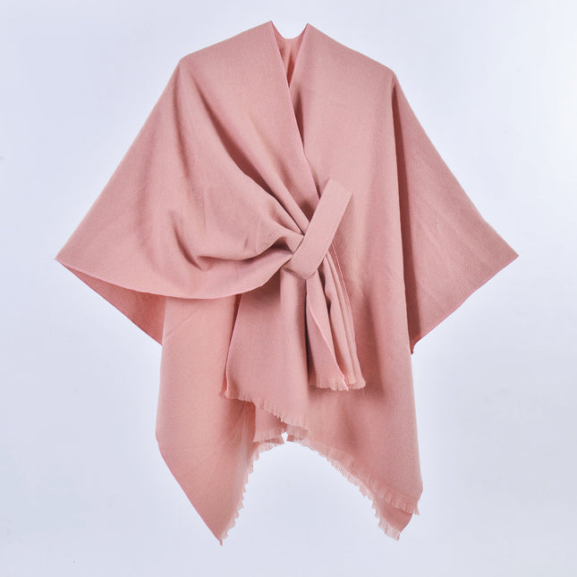 Pink Elegant Soft Knit Poncho Cape
