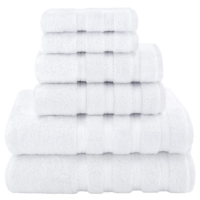 White Luxury 6-Piece Combed Cotton Towel Bale Set