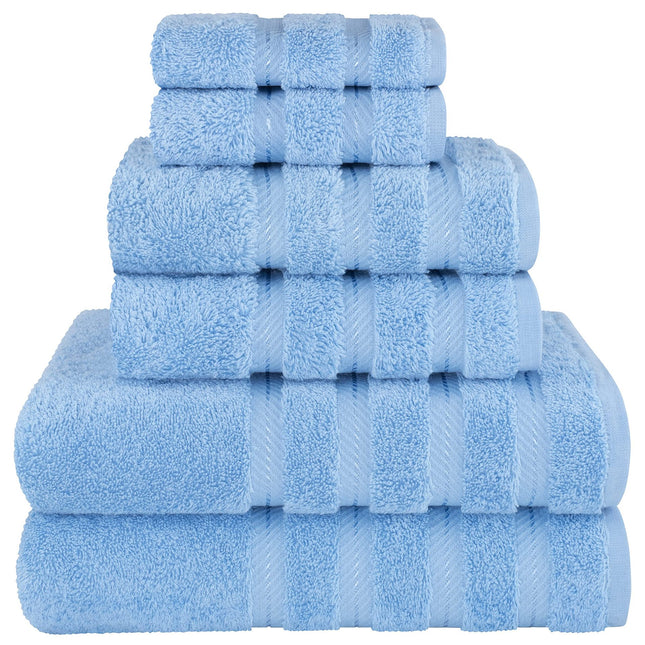 Light Blue Luxury 6-Piece Combed Cotton Towel Bale Set