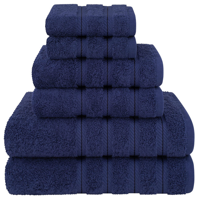 Dark Blue Luxury 6-Piece Combed Cotton Towel Bale Set