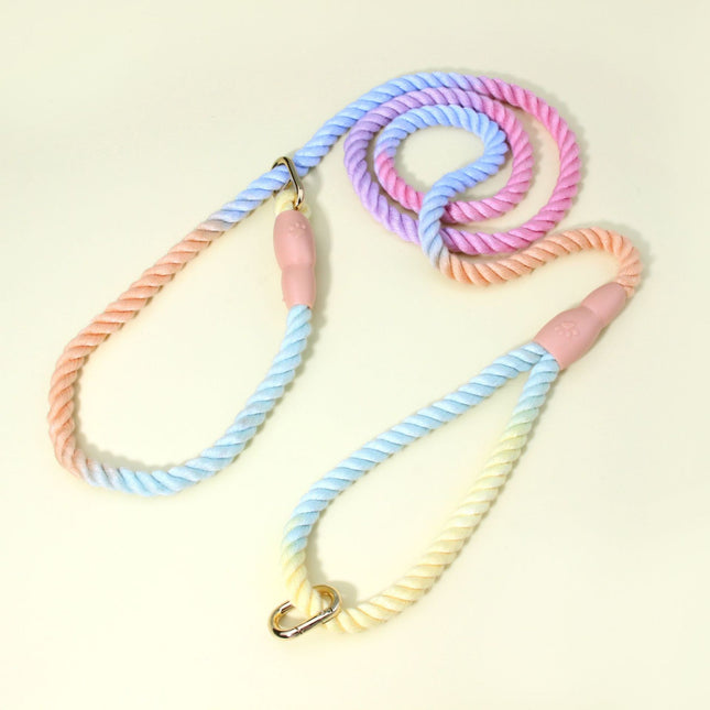 Colorful Vibrant Rainbow Ombre Rope Dog Leash