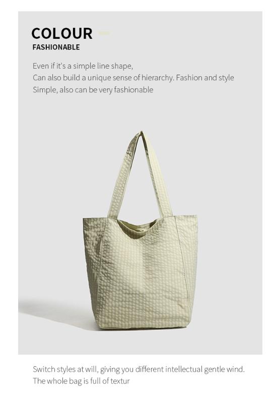 Light Green Stylish Lightweight Seersucker Gingham Tote Bag – product detail