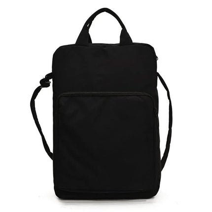 Black Lightweight Nylon Vertical Crossbody Tote Bag